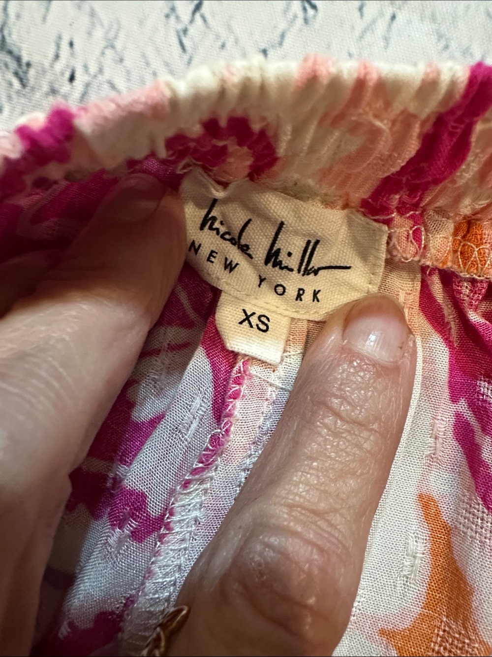 Nicole Miller Pink Orange Floral Wide Leg Pants - Picture 6 of 8